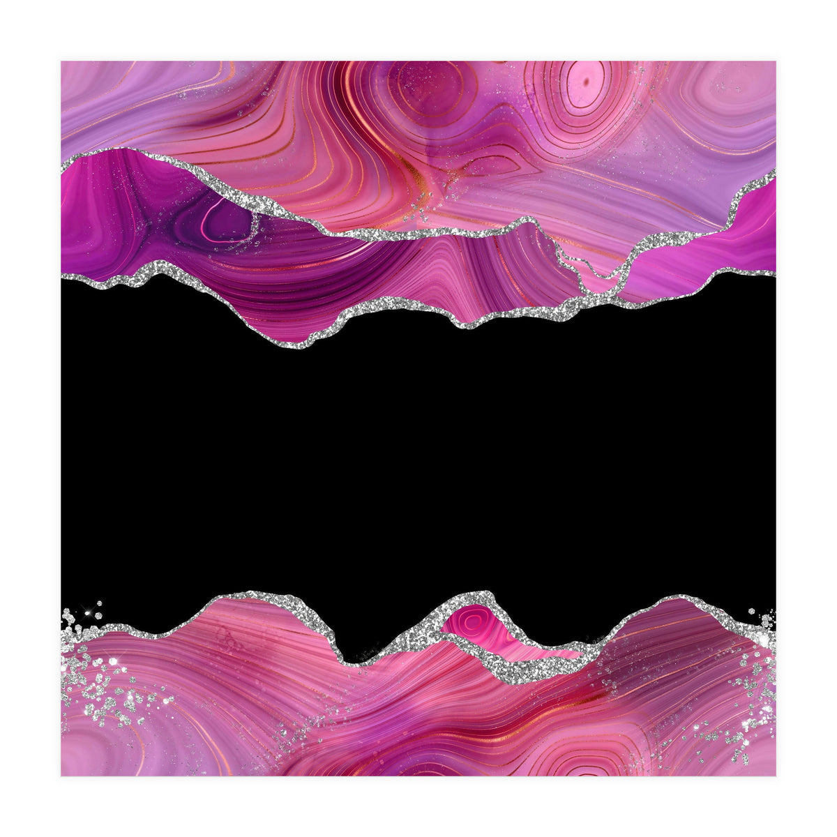 Magenta & Silver Agate Texture 03  (Print Only)