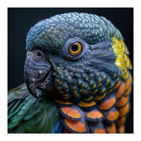 Close Up Portrait Of A Colorful Parrot's Face (Print Only)