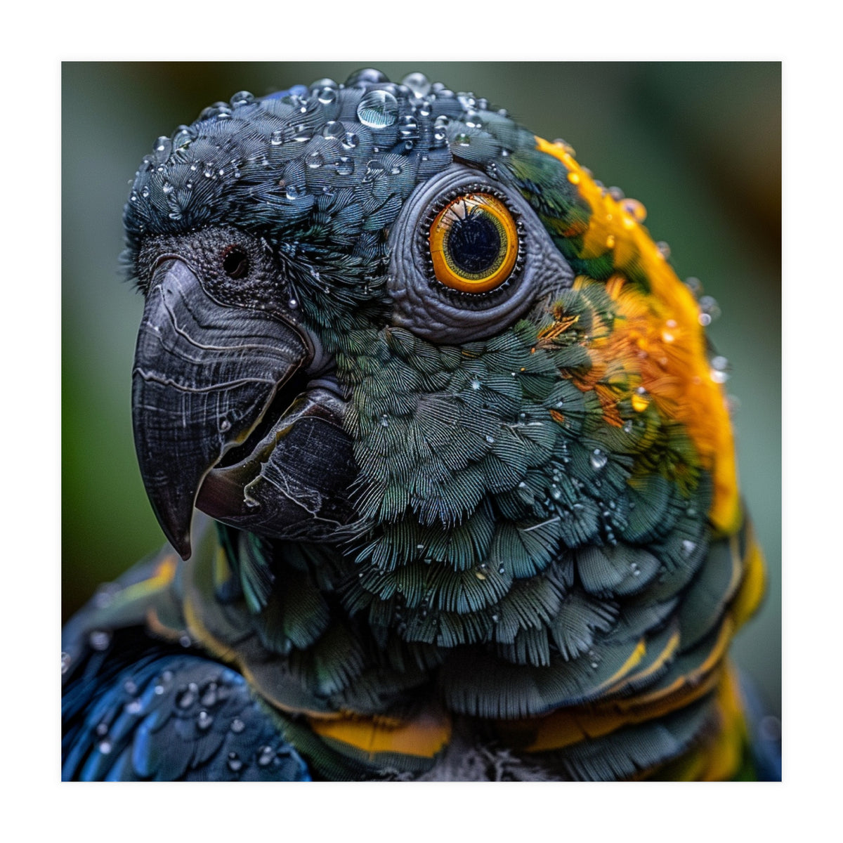 Close Up Of A Wet Macaw Parrot Head (Print Only)