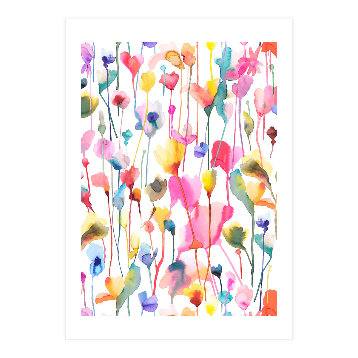 Watercolour Colourful Wild Flowers (Print Only)