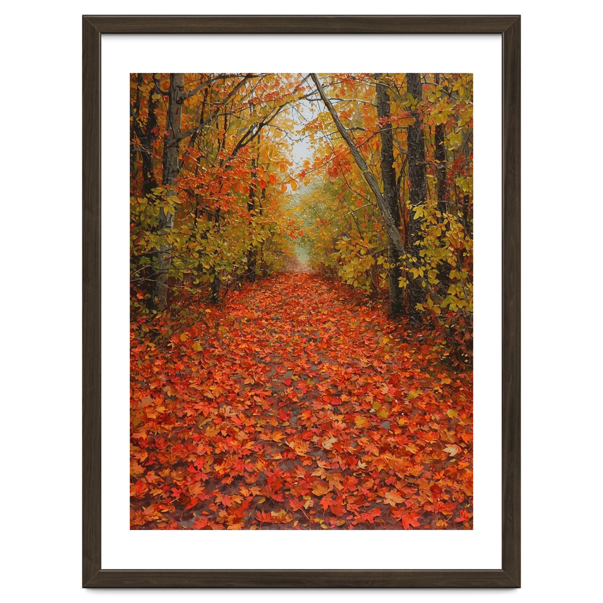 Lush Autumn Forest Path Covered