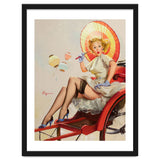 Pinup Girl In Rickshaw Experiencing Sudden Wind thumbnail