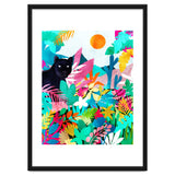 The Black Panther, Tropical Jungle Watercolor Painting, Botanical Forest Colorful Bohemian Illustration, Tiger Leopard Cheetah Animals thumbnail