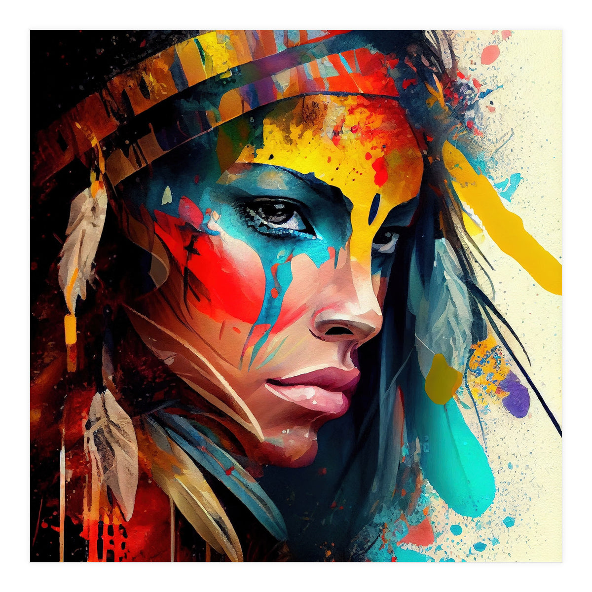 Powerful American Native Woman #5 (Print Only)