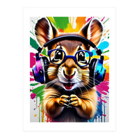 Chipmunk In Headphones, Graffiti (Print Only)