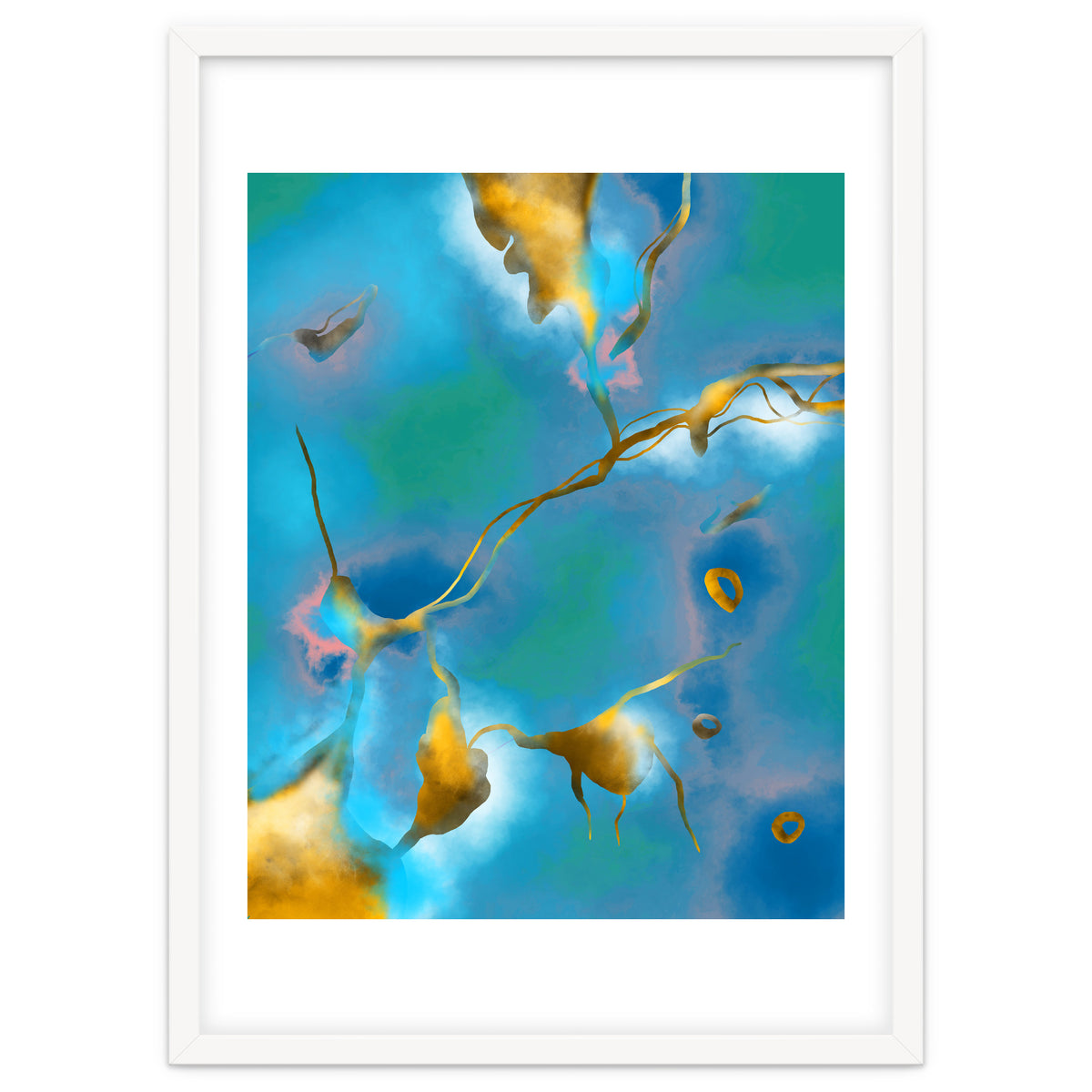 In My Veins, Abstract Marble Gold Texture, Eclectic Painting Resin Bohemian, Contemporary Luxe Chic Luxury