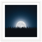 Midnight Serenity: Full Moon Over Forest Silhouettes thumbnail
