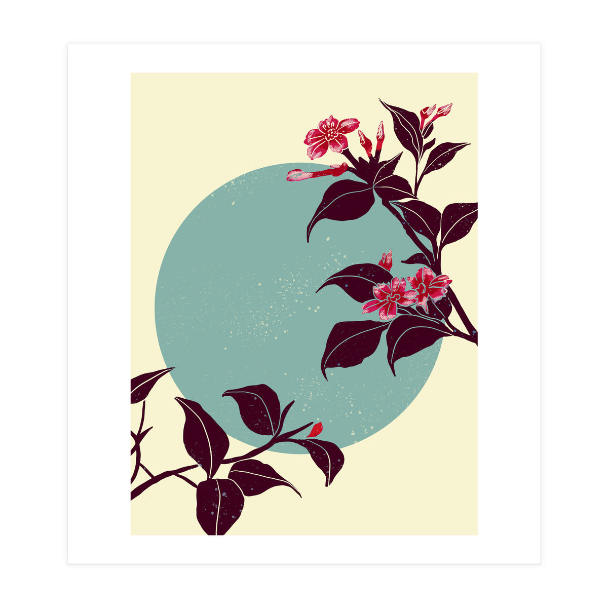 Pink flowers on a blue moon (Print Only)