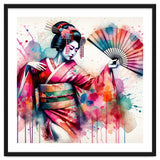 Vibrant Geisha With Rainbow Hand Fan thumbnail