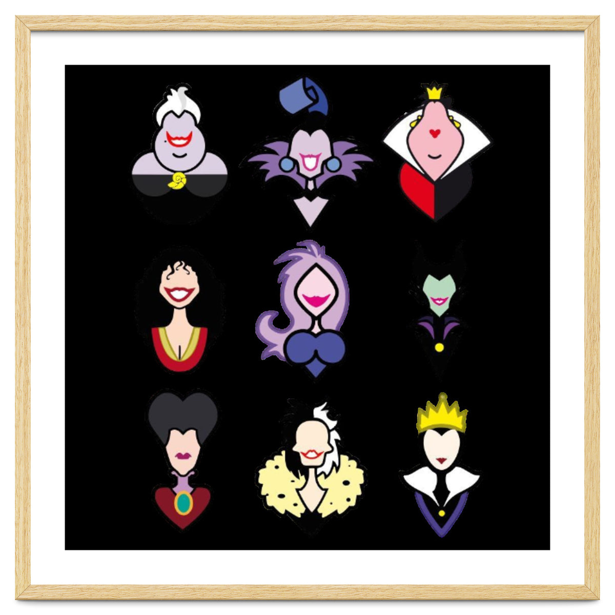 Disney Villains Cartoon Minimalist Faces
