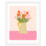 Tulips in a vase - pink and orange thumbnail