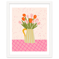 Tulips in a vase - pink and orange