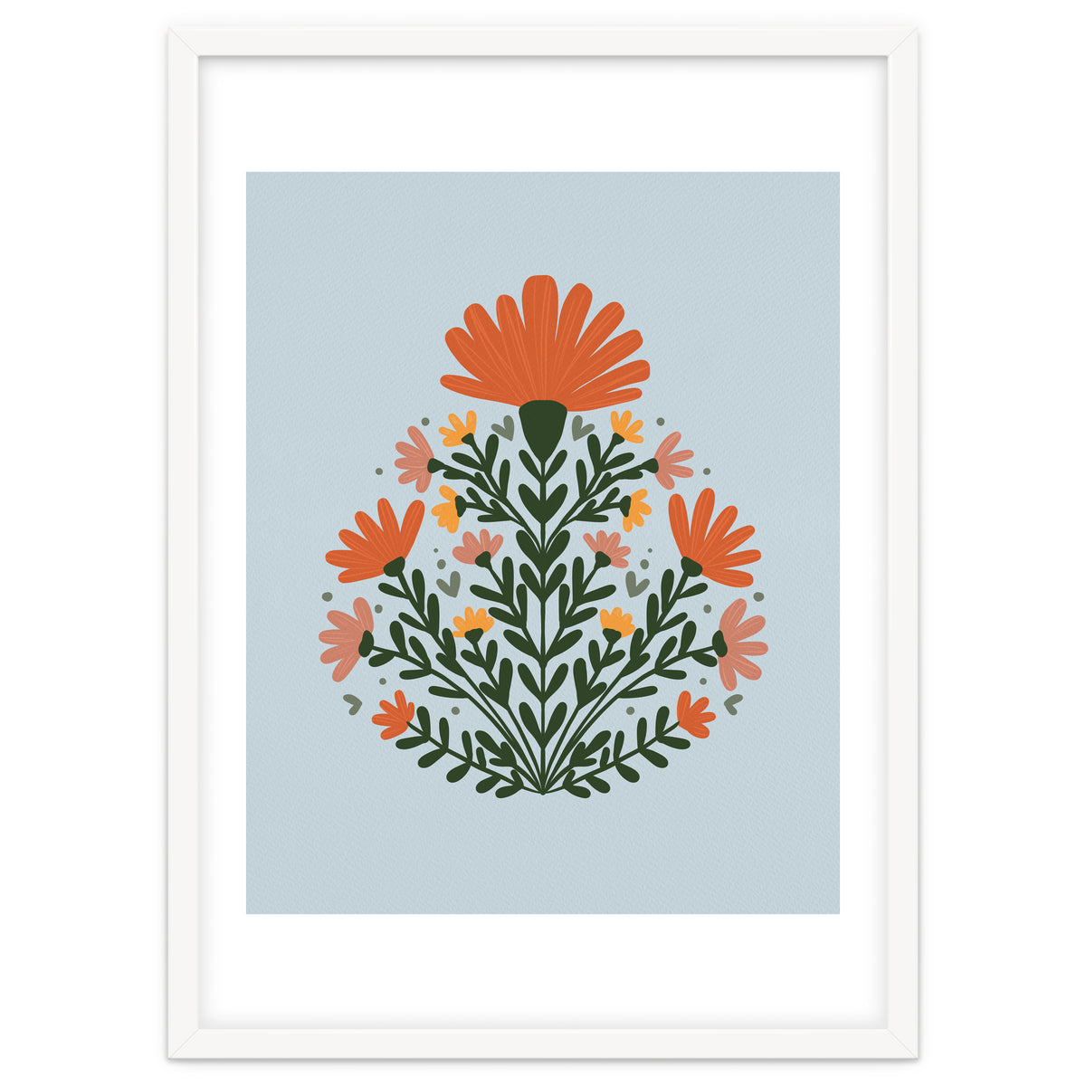Symmetrical floral bouquet - orange and green