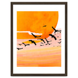 Time Flies, Birds Wildlife Fly Freedom Nature, Sun Sunset Sunrise Positivity Hope Painting, Growth Migrate Gift Animals Blush Sky Bohemian thumbnail