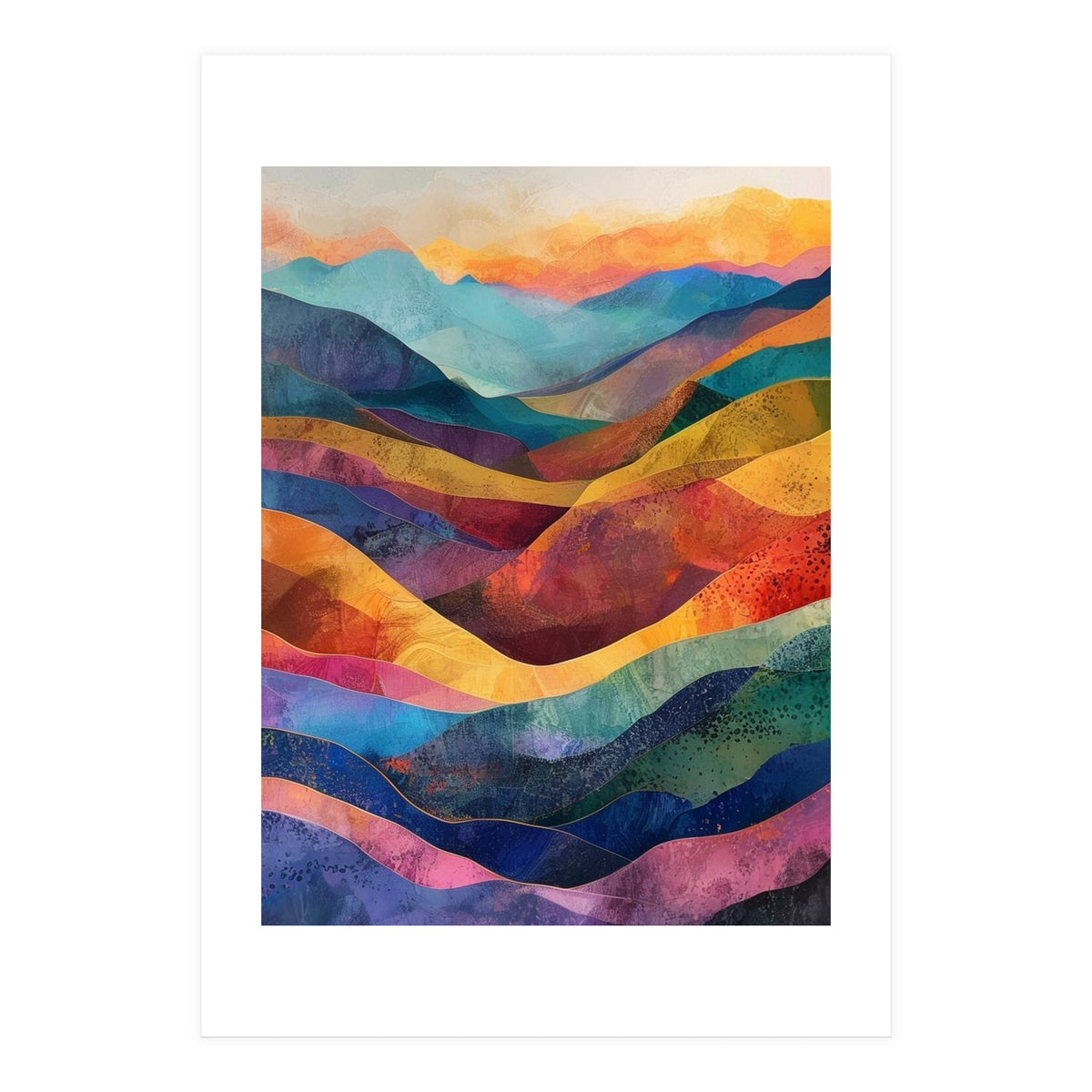 Jewel-Toned Abstract Mountain Landscape Wall Art (Print Only)