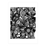 African Tribal, Black & White Abstract Drawing Sketch Line Art, Rustic Botanical Illustration, Bohemian Eclectic Scandinavian Vintage Bold (Print Only) thumbnail