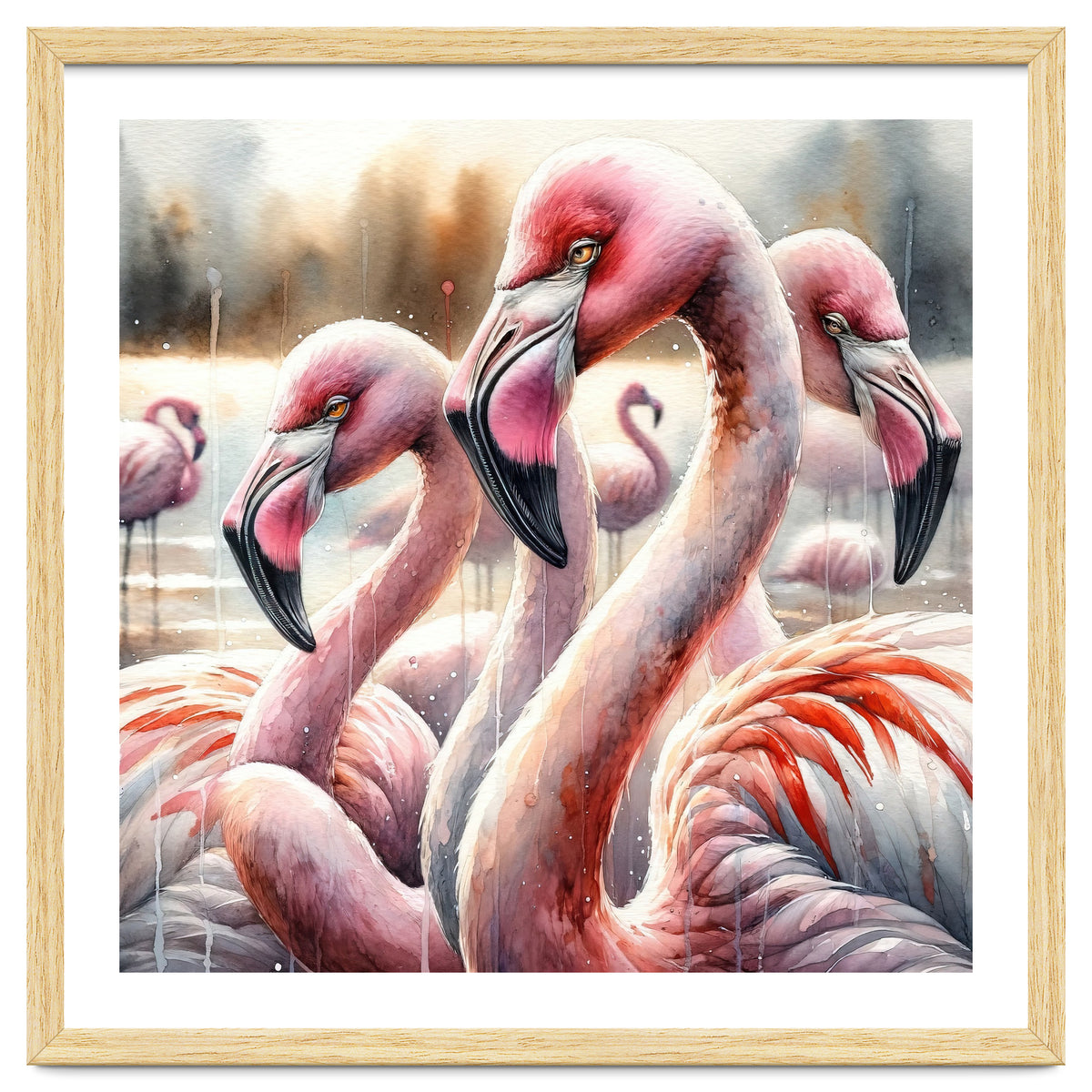 Watercolor Flamingos