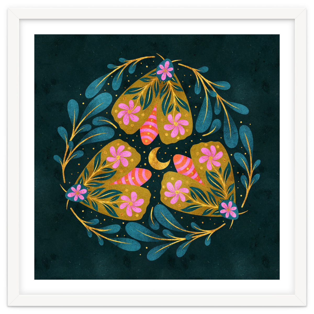 Floral Moths and Moon