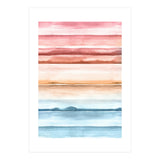 Watercolour Abstract Stripes Red Blue (Print Only) thumbnail