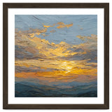 Atmospheric Golden Sunset Impasto Oil Painting Featuring Textured Clouds thumbnail