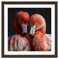 Close Up Of Two Flamingos Nuzzling Together