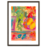 Colorful abstract summer lemons floral still life