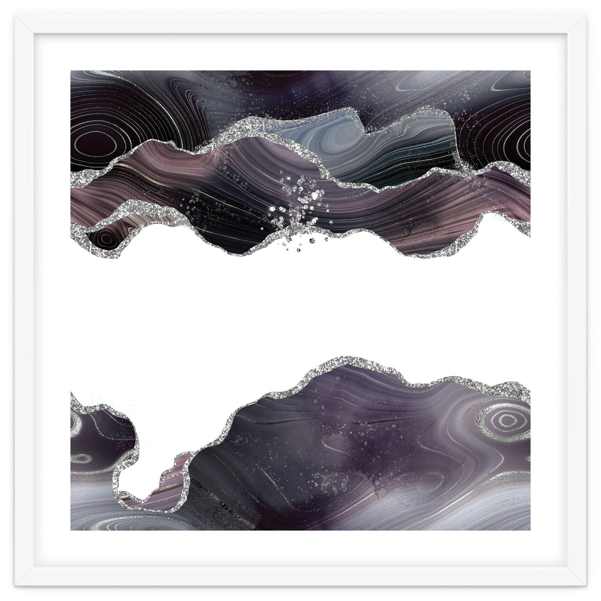 Black & Silver Glitter Agate Texture 07