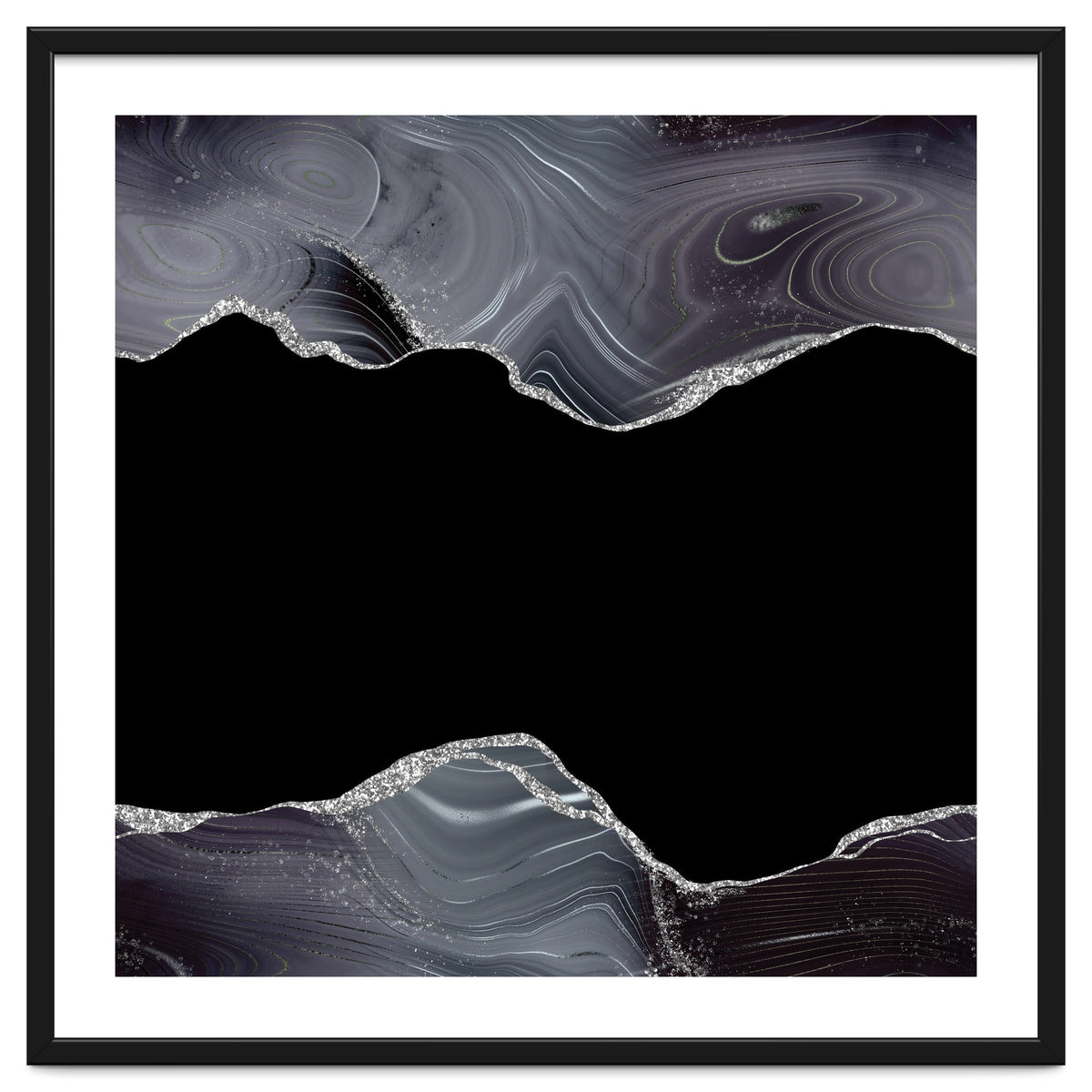 Black & Silver Glitter Agate Texture 04
