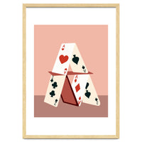 A House Made Of Cards, Relationship Concept Painting, Illustration Playing Cards, Spade Heart Eclectic Bohemian Contemporary