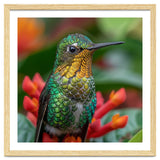 Close Up Of A Hummingbird On Red Flowers thumbnail