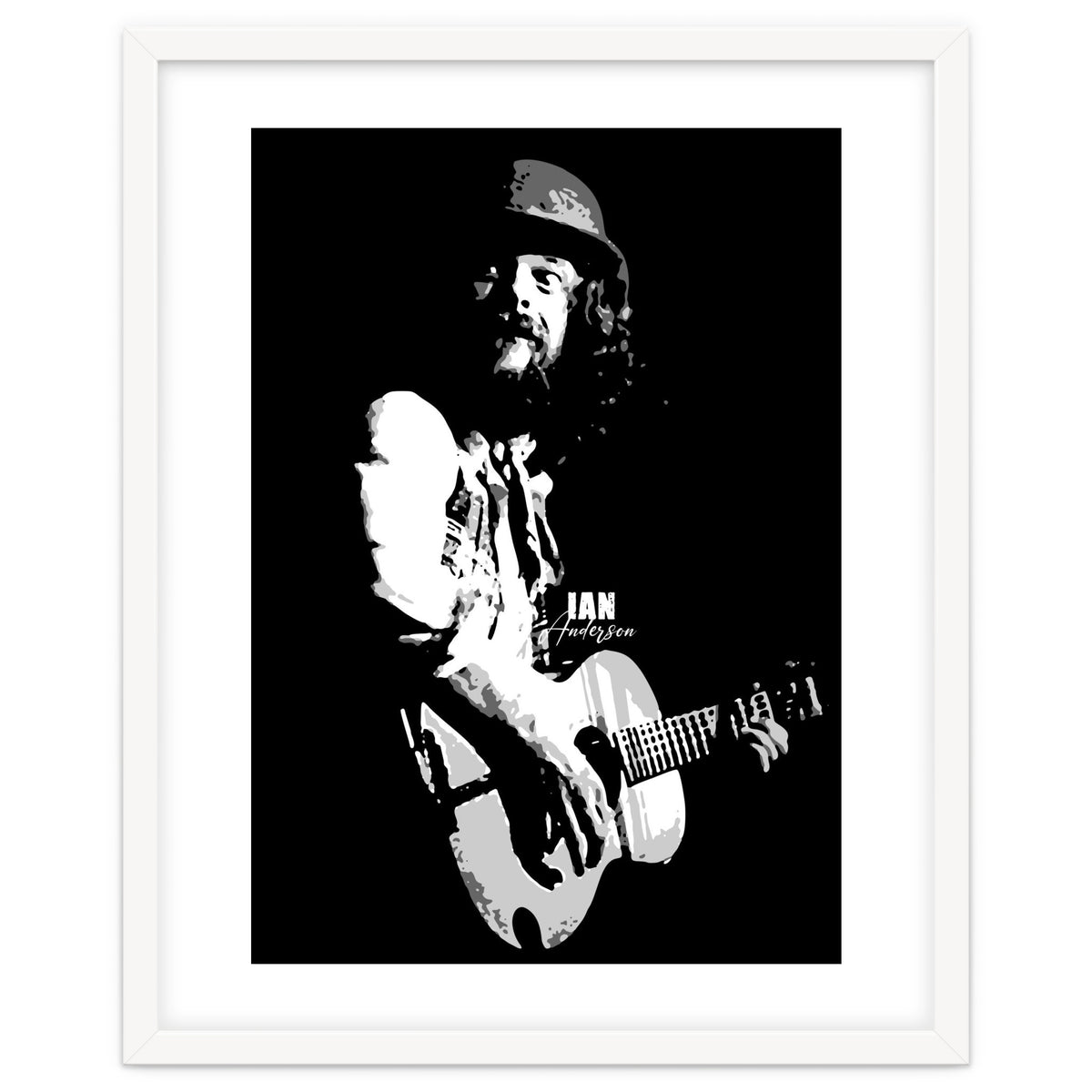 Ian Anderson Rock Music Legend in Grayscale