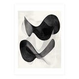 Abstract Black And White Flowing Organic Shapes With Texture (Print Only) thumbnail