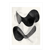 Abstract Black And White Flowing Organic Shapes With Texture (Print Only)
