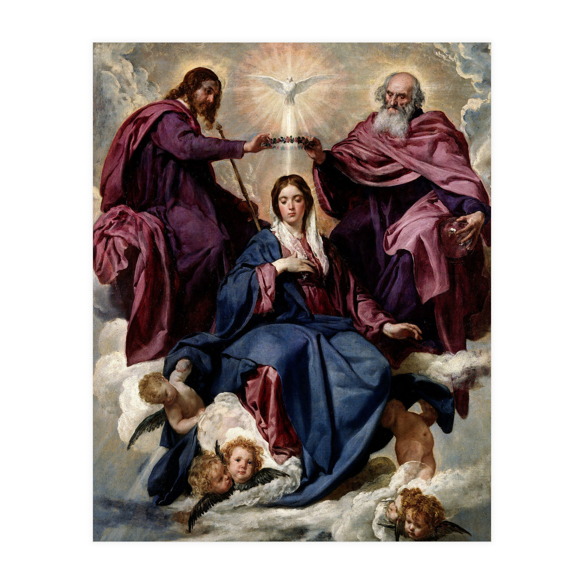 'The Coronation of the Virgin', ca. 1635, Spanish School, Oil on canvas, 176 cm x 124 cm, P01168. (Print Only)