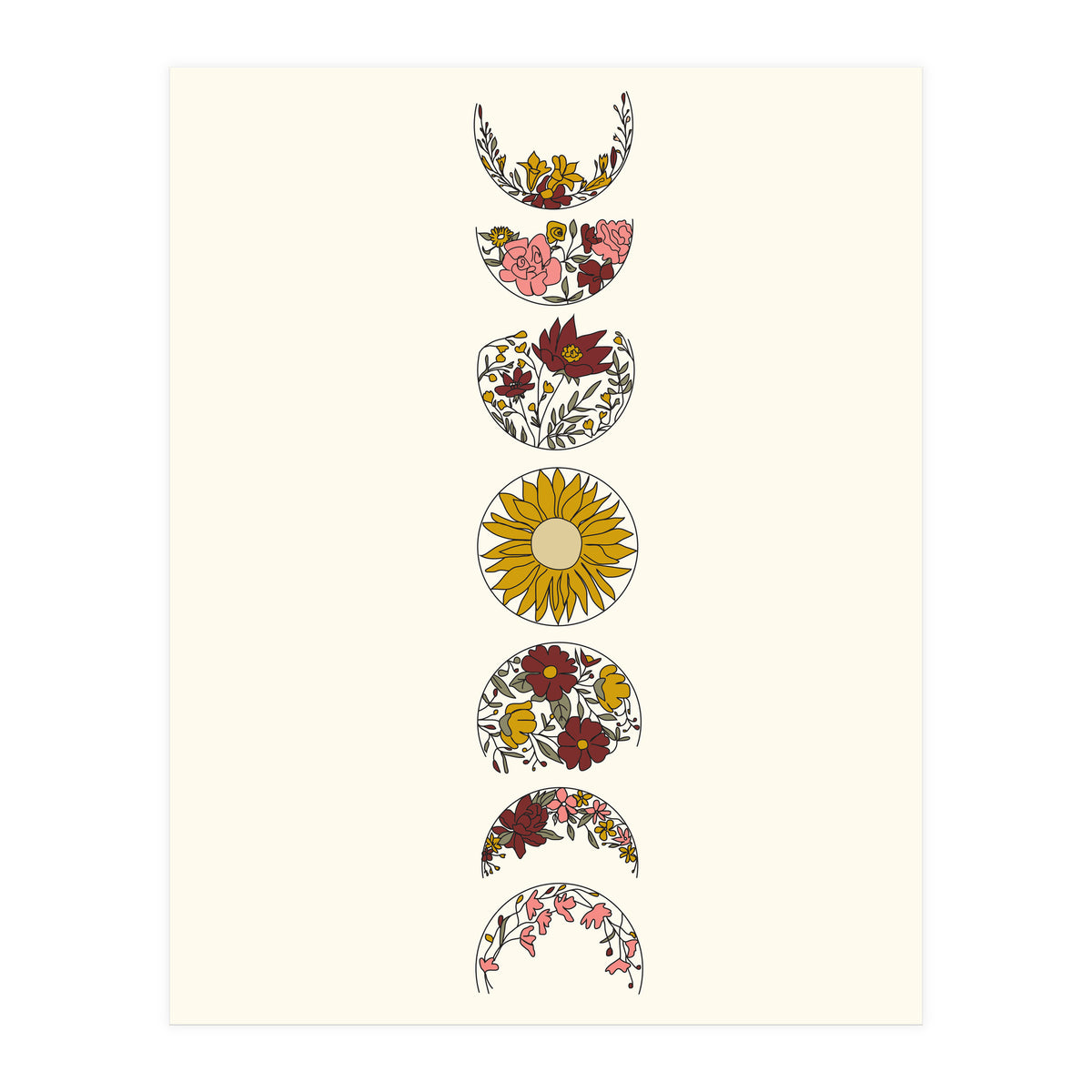 Floral Phases Of The Moon (Print Only)