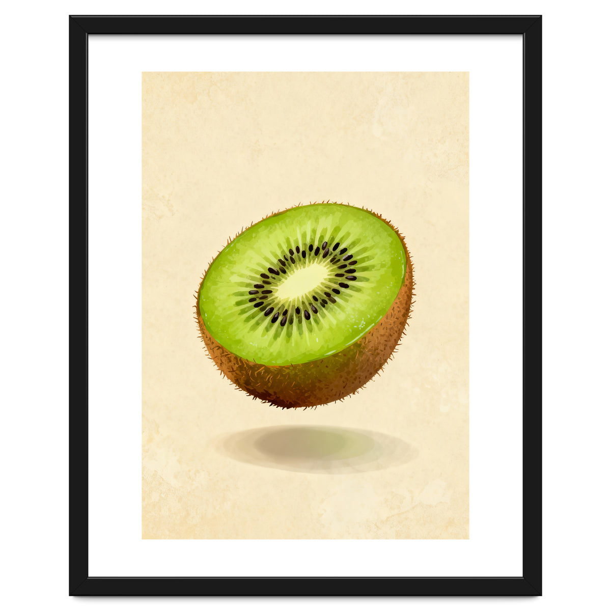 Kiwi Slice, Watercolor Fruit, Fresh Green Art