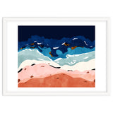 Ocean Heart, Abstract Sea Waves, Tropical Travel Watercolor Painting, Eclectic Bohemian Beach Nature thumbnail