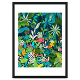 The Midnight Jungle, Botanical Nature Plants Tropical Forest, Watercolor Painting Floral Palm thumbnail