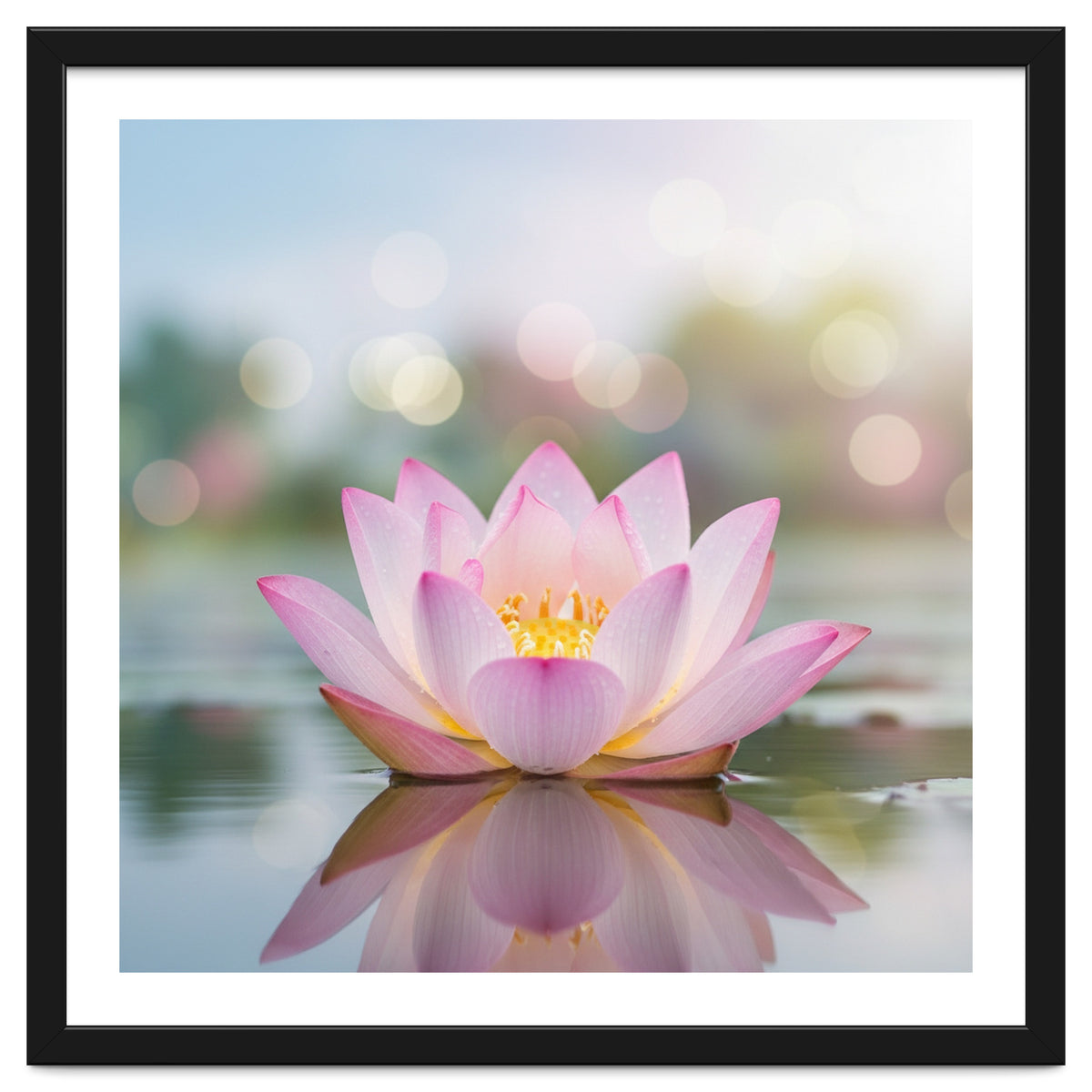 Ethereal Lotus Bloom: Serene Botanical Reflection