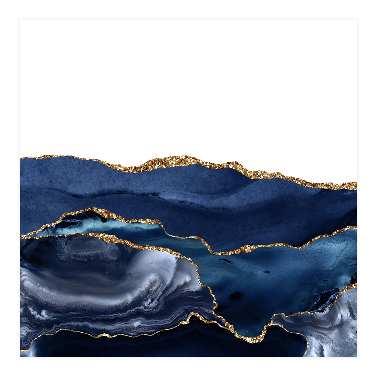 Navy & Gold Agate Texture 21  (Print Only)