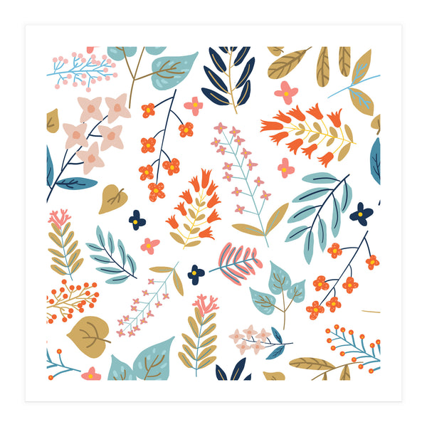 Botanical Harmony | Floral vintage Plants Colorful Leaves | Autumn Spring Nature Bohemian Chic (Print Only)