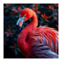 Vibrant Flamingo Bird Profile Majestic Pose (Print Only)