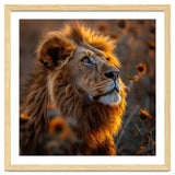 Majestic Lion In A Field Of Sunflowers thumbnail