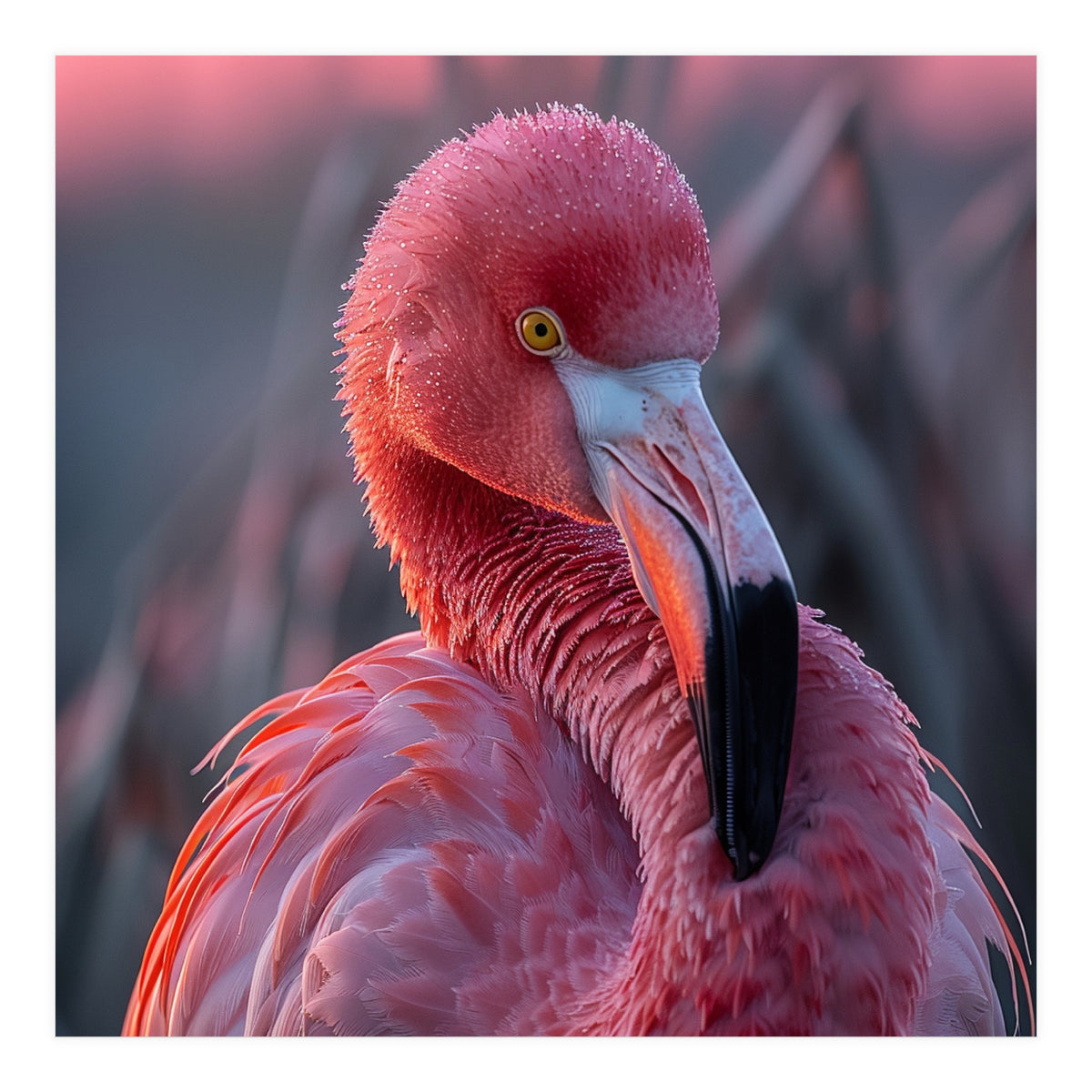 Pink Flamingo Bird Close Up Portrait (Print Only)