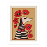 Striped Dog With Poppies (Print Only) thumbnail