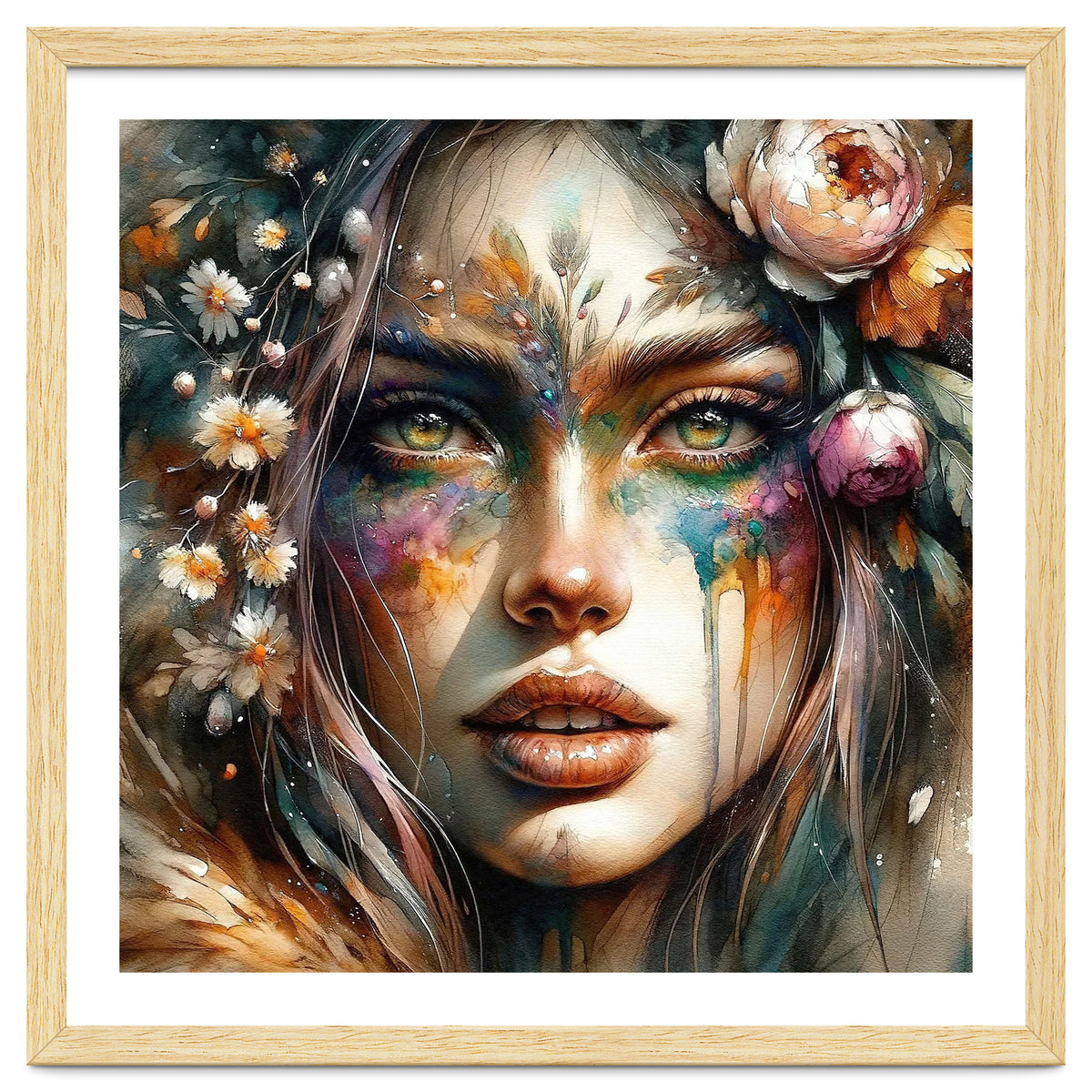 Floral Forest Druid Woman Portrait
