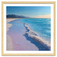 Sparkling Pastel Shoreline with Glittering Turquoise Waves