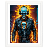 Fiery Skeleton Biker In Headphones thumbnail