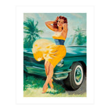 Pinup Girl Posing In Front Of The Car (Print Only) thumbnail