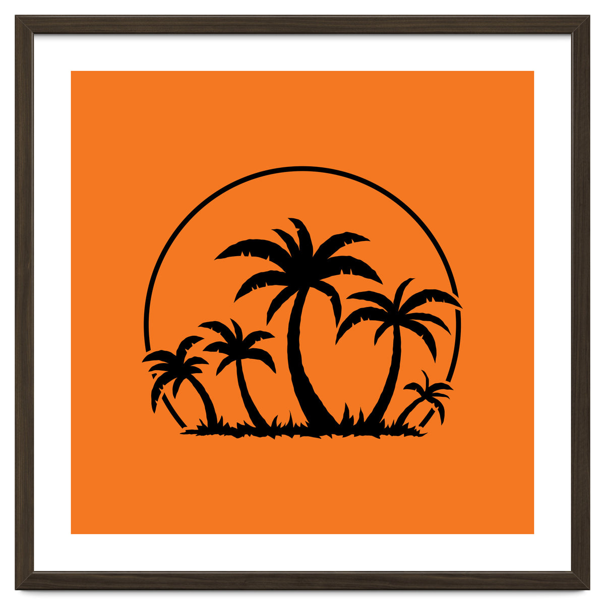 Palm Trees And Sunset in Black